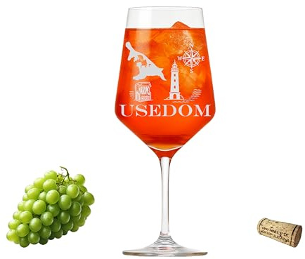 Valhalla Exoda Weinglas Usedom 350 ml mit präziser Gravur für gesellige Abe | Gravur, 350 ml Fassungsvermögen, Höhe 21 cm, Durchmesser 8 cm, spülmaschinenfest, soziale Verantwortung