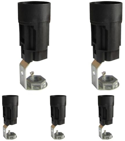 Tibelec 716130 Douille Support Bougie E14 6,5 cm, Plastique/Métal, 8,5 à 10,5 cm, Black (Lot de 5)