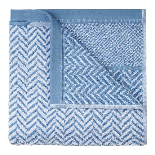 herzbach home Handtuch Duschtuch Set 100% Baumwolle Gemustert (Blau/Weiß, 2 Handtücher + 2 Duschtücher)