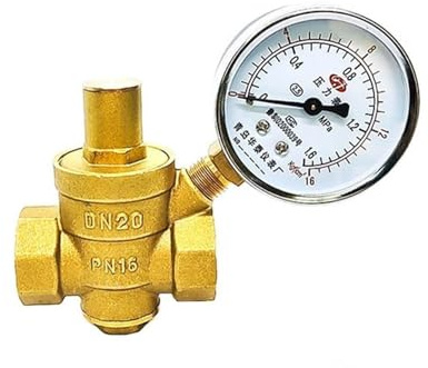 Druckminderer Wasser 1/2 3/4 1 2 Messing Wasserdruckminderer-Halteventil DN15/DN20/DN25/DN32 Regler Einstellbares Überdruckventil Manometer(1-1/2,Valve with Gauge)