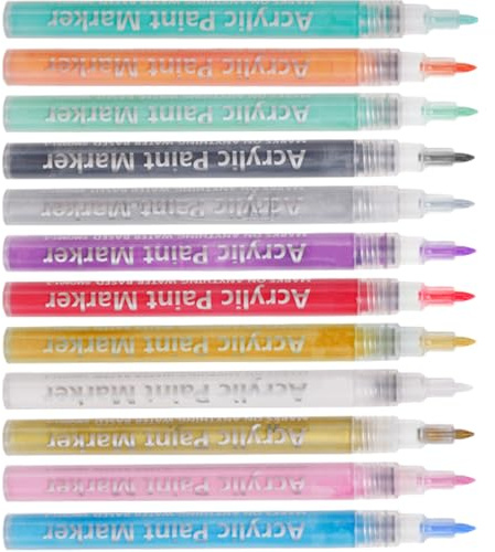 Lurrose 12pcs Nail Art Pens Fine Tips for Manicure Painting and Graffiti, Lightweight Comfortable Handle, Assorted Colour Propylene Markers for Professional and Home Use