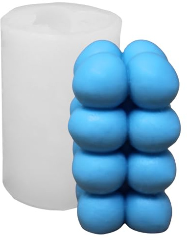 Silikonform hohe Bubblekerze – rechteckige Bubble Kerzenform 2x2x4 Bubble, wiederverwendbar, hitzebeständig, geeignet für Soja-, Raps- und Paraffinwachs, Weiß