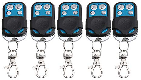 BQLZR 4 canaux 433 MHz Noir télécommande sans Fil RF Apprentissage Code 1527 récepteur 1527 Porte-clés Lot de 5