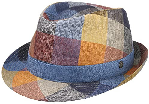Lierys Sombrero de Lino Payato Checks Mujer/Hombre - Made in Italy Verano Playa Paja con Forro Primavera/Verano - XL (60-61 cm) Multicolor