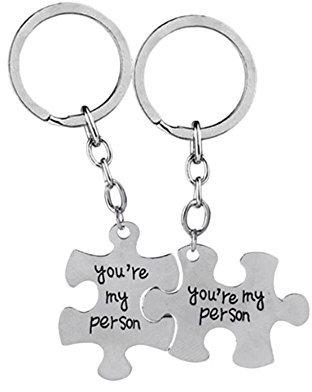 Pinzhi 2pcs Puzzle You're My Person Key Ring Chain Keychain Lover Couples Keyring Gift