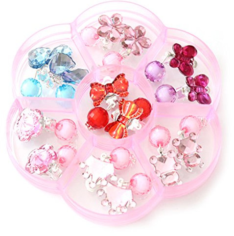 TOYMYTOY Mädchen Ohrringe Box Set Clip-on Schmuck Kinder Zubehör Geburtstagsgeschenk, 7 Paar