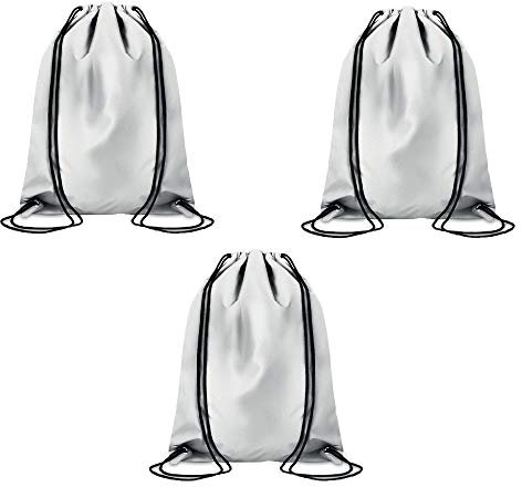 noTrash2003 Sicherheits Reflektor Beutel mit Kordelzug nicht nur für Kinder Tasche Rucksack Umhängetasche silber reflektierend Tragetasche (3er)