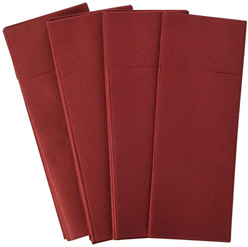 Alvotex Airlaid 50 Besteckservietten Bestecktaschen, Stoffähnlich, hochwertige Einwegserviette, Bordeaux, 32X40 cm