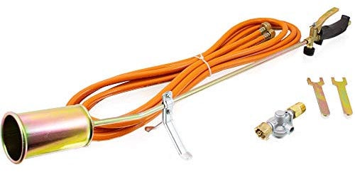 Bituxx Gasbrenner Abflammgerät Unkrautvernichter Brenner Dachbrenner 58Kw inkl. Druckminderer und Adapter 4 Bar