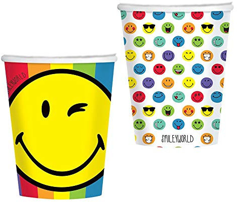 Générique 8 Gläser aus Karton 266 ml Smiley Emoticon