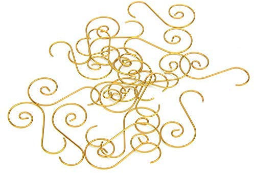 MAGT Weihnachten S Haken, 60 Stück Mini Weihnachtsbaum S Form Haken Christbaumkugel Metallhaken Kreativer Weihnachtsbaumhaken Dekoration(Gold)