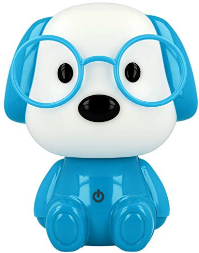 Westcott Lightbuddies Lampe Hund Hugo, LED-Nachtlicht für Kinder mit Akku & USB-Ladekabel, dimmbar, blau weiß, E-88003 00