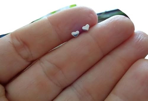 ⊹⊱ STERLING SILBER HERZ STECKER ⊰⊹ klitzekleine mini Ohrringe unisex, Stecker, echtes Silber, 925, Mädchen