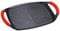 MGE - Plancha Grill - Plancha de Cocina con Revestimiento de Piedra - Plancha de Asar - Bandeja Asadora de Aluminio con Revestimiento Antiadherente - Asas Rojas de Silicona - 47 x 29 cm