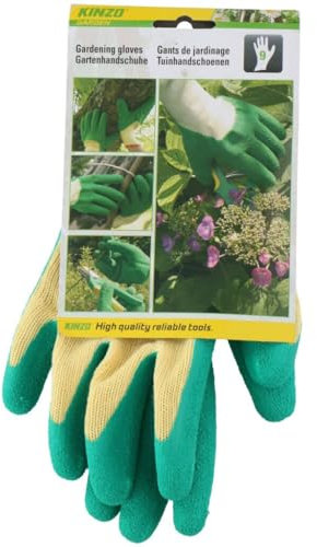 Kinzo Gartenhandschuhe Größe 9 - Arbeitshandschuhe - Schutzhandschuhe - Garten Zubehör - Latex und Baumwolle