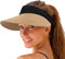Sombrero de Visera de Paja de Las Mujeres Sombrero de ala Ancha Protección UV de Verano Gorra de Playa Plegable Packale Estilo Coreano, Caqui, Talla única