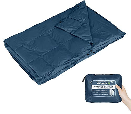 4Monster Outdoor Reisedecke kompakt, Warme Camping Decke Ultraleicht, Wasserabweisende Bettdecke für Outdoor Reise Picknick Camping Indoor (Venezianerblau, L: 175 X 140 cm)