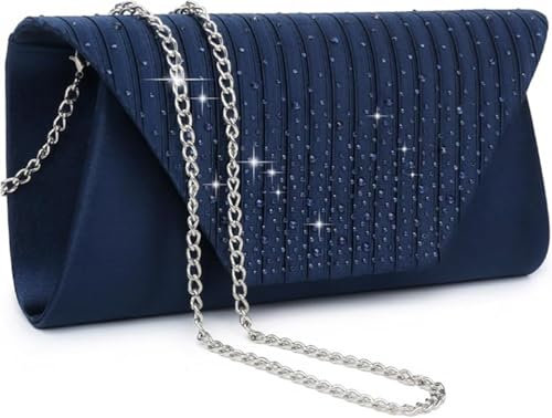 Fioeyr Women Diamante Envelope Clutch Bag Evening Handbag Purse Shoulder Bags for Wedding Bridal Prom Party