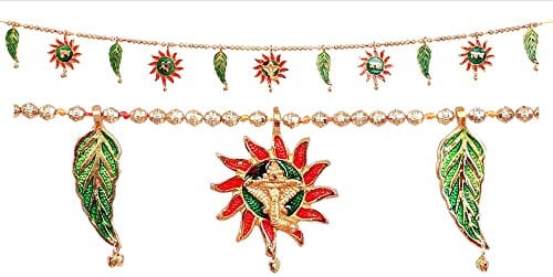 Leaf and sun Metal Toran Bandanwar Door Wall Hangings Diwali Decoration Indian Traditional Home Decor Good Luck Charm & Gifting for Home Office Temple Pooja Festival