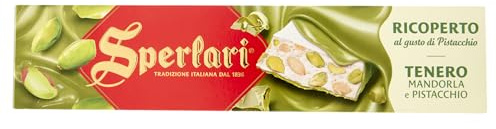 Sperlari - Torrone Tenero al Pistacchio Ricoperto di Pistacchio, Senza Glutine - 200 gr