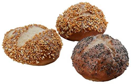 Naturgetreue Lebensmittel Attrappe – Künstliche Backwaren & Brot & Kleingebäck – Food Dummy/Plastikessen - Dekoration (Brötchen - 3er Set - 7 cm)