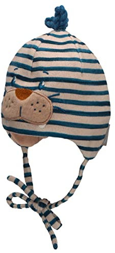 Sterntaler Baby Jungen Beanie Robbe Mütze - Kinderbeanie aus Strick Mit Streifen Und Bindeband - Natur, 41