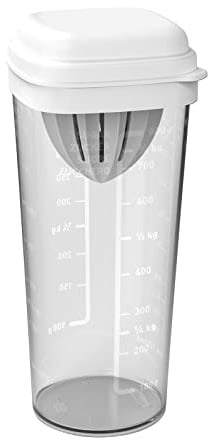 Rotho 1043201100 Loft Shaker mit verschiedenen Aufsätze und Skala, lebensmittelechter Kunststoff (PP) BPA-frei, Weiss/transparent, 1l