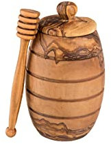 Lipper International 6050 Olive Honey Pot with Cover, Wood
