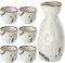 Sake-Set aus Keramik, japanischer Sake, 7 Stück, bestehend aus 1 Sake-Flasche, 6 Stück Sake-Becher für heiße oder kalte Sake-Tassen zu Hause oder im Restaurant (weiß)