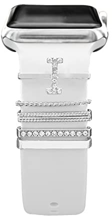 5 Pcs Metal Decorativos para Apple Watch Series 8/7/se/6/5/4/3 Correas,Charms para Samsung Galaxy Watch 6/5/4/3,Correas de Cuero para Pulsera, Accesorios de Correa de Silicona(No Correa o Reloj),25