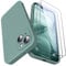 GOODVISH 3 in 1 Designed for iPhone 14 Plus (6.7) Liquid Silicone Case 2022, with 2 Pack Screen Protector, Shookproof, Anti-Scratch Gel Rubber Slim Phone Cover [360° Full Protection], Pine Green