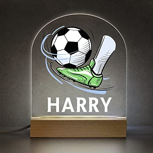 Personalised Football Bedroom Night Light with Childs Name, LED Night Light For Boys, FootballTheme Bedroom Decor, Playroom Nursery Table Lamp, Football Gifts For Boys Him