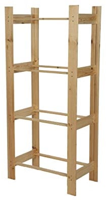 MODO24 Kistenständer, Holzständer, Holzkastenregal, Regal RSS 3 oder 4 Ebene, Höhe 107 und 149 cm (149 cm, Unbehandelt)