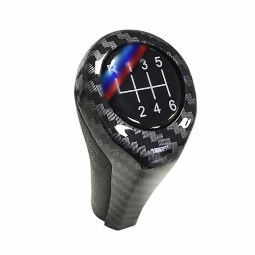 Getriebe Schaltknüppel Schaltknauf Für BMW 1er 3er 5er 6er E46 E53 E60 E61 E63 E65 E81 E82 E83 E87 E90 E91 E92 X1 X3 X5 Verchromte Kohlefaser Matt Automatik Schalthebe (Farbe : Carbon Line 6Speed)