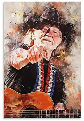 ACIDI Poster Und Gedruckte 30 * 50cm Willie Nelson Art Classic Vintage Retro dekorative Malerei für Home Schlafzimmer Wohnzimmer Dekor Kein Rahmen