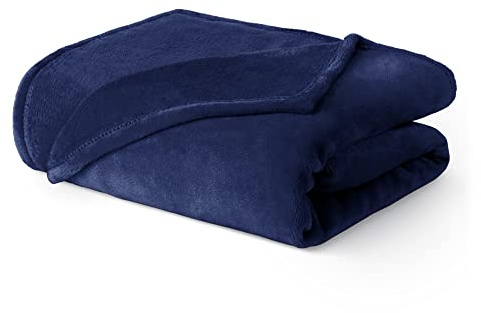 LIVIVO Flannel Fleece Blanket- Super Soft Cosy Cuddly Sofa Throw - Perfect For Bed, Sofa, Travel, Picnic & Camping - Single/Double/King (Midnight, Single)