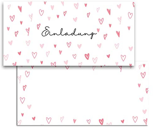 MAVANTO Einladungskarten Hochzeit, Standesamt, Geburtstag - Blanko Einladungskarten Set für feierliche Anlässe (Herzchen, 15x Stück)
