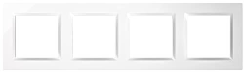 SIMON - Marco Interruptor de Pared, 4 Elementos, Compatible con Mecanismos Simon 10, Apto para Interiores, Fácil de Montar, Compatible con Pulsador, Conmutador y Enchufe Schuko, Color Blanco