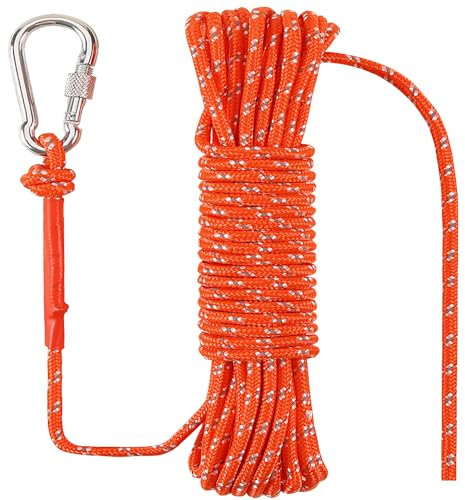 NorthPada 6 mm 10 Meter Schwimmseil Anker Festmacher Seil Bootsseil Marine Seil Dock Lines Kajak Kanu Abschleppleine Reflektierend Orange