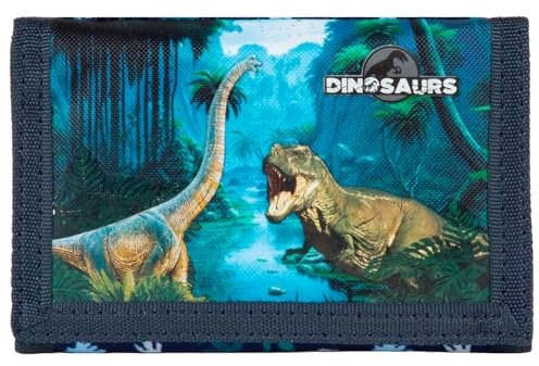 Ragusa-Trade Dinosaurier Dino Tyranussaurus Rex T-Rex Geldbeutel Portemonnaie Geldbörse für Kinder Jungen, blau, 12 x 8 x 1 cm