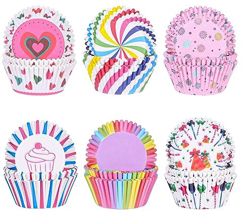 300 moldes de papel para muffins, envoltorios coloridos para cupcakes para hornear, postres, fiestas, cumpleaños y bodas. (300)
