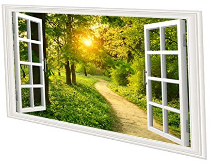 DOITOOL Adesivo Murale Finestra Finta Decorazione Simulata Con Paesaggio Naturale Per Camera Da Letto e Soggiorno Facile Da Applicare Su Superfici Lisce