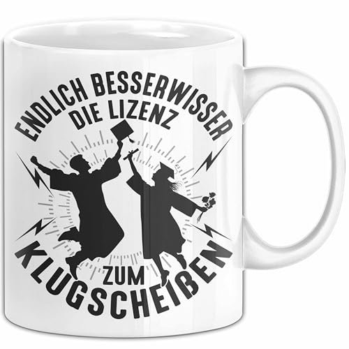 Bachelor Tasse Master Studium Endlich Besserwisser Geschenk (Weiß)