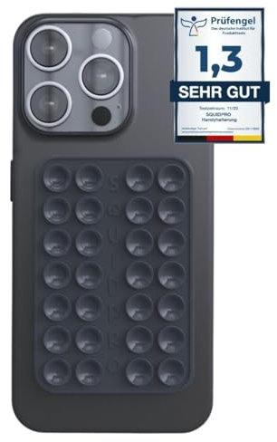 SQUIDPRO® - Silikon Saugnapf Handyhalterung, selbst-klebend, Kompatibel mit Allen gängigen iPhone- und Android Mobiltelefonen BZW. Handyhüllen, Freihändige Halterung für Selfies (Grey)
