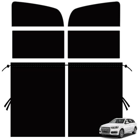 Sonnenschutz Baby - Trennvorhänge 140 x 80 cm Mit 4 Seitenfenster Vorhang Magnetisch - Auto Sichtschutz Vorne und Hinten, Abnehmbar und Blickdicht - für Alle Auto, Van, Camping, Reisen (Schwarz)