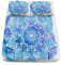 Erwachsener Bettlaken Set Spannbettlaken 180x200cm Fantasie-Mandala-Blumendruck 3D Weiches Spannbetttuch Atmungsaktiv Tiefe Tasche 30cm, Blau Bettwäsche für Boxspringbetten mit 2 Kissenbezügen 80x80cm
