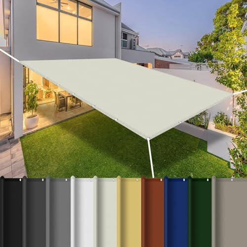 Sonnensegel Wasserdicht 2.4 x 3.8 m PES Polyester Windschutz Schattenspender Witterungsbeständig Und Reißfest für Garten Balkon Terrasse Camping, Beige