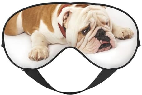 Englische Bulldogge Fotografie von traurig und müde Bulldog mit braun Creme, Vollständige Augenabdeckungen Lichtblockierende Augenmaske Schlafaugenmaske Weiche Augenbinde Nachtaugenschirm
