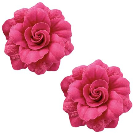 2 Pcs Velvet Camellia Flower Brooch Pins Large Flower Lapel Pins Mexican Hair Flowers Hairpin Fabric Floral Hair Clips Headpieces Corsage Wedding Brooches Hot Pink