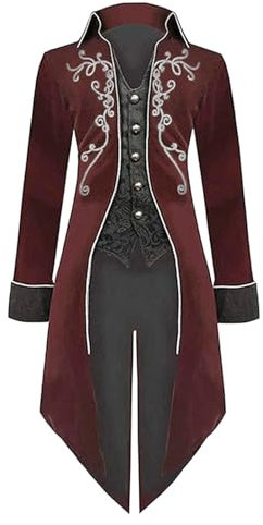 Herren Herren Vintage Slim Mittelalter Retro Halloween Punk Jacke Cosplay Kostüm Goldrand Mantel Jacke Gothic Frack Kostüm Vintage Halloween Mäntel Schwarze Jeansjacke Herren New Winter Herren